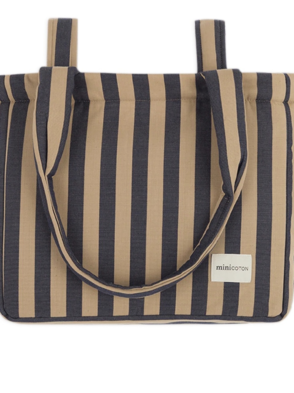 Minicoton Striped diaper Bag in navy & camel